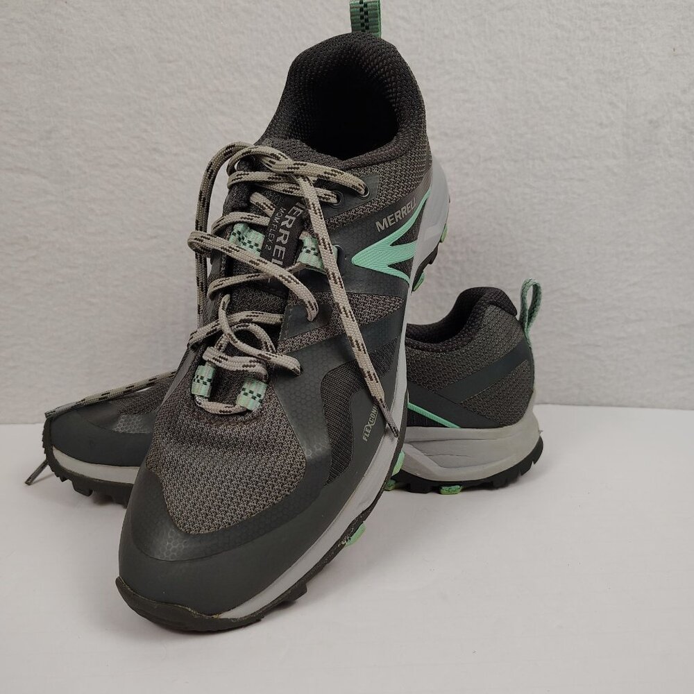 Merrell Mqm Flex 2 Hiking Outdoor Shoe Gore-Tex Gray/Turquoise Womens sz 10